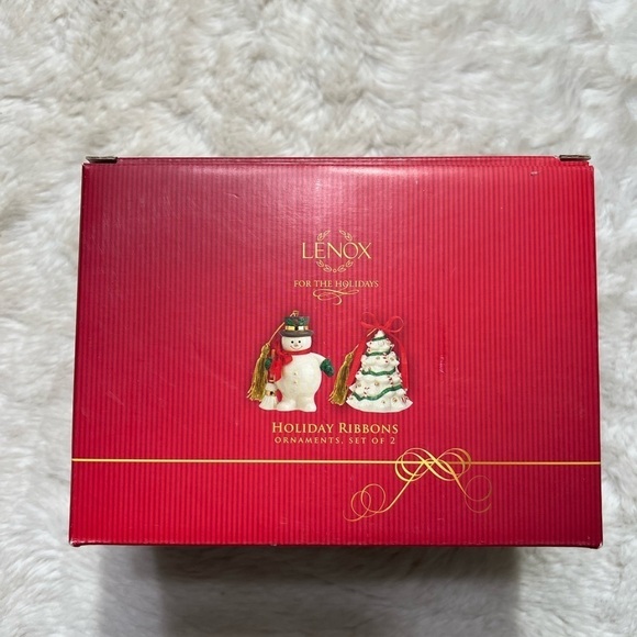 Lenox Holiday Ribbons ornament set 2 - Picture 7 of 8
